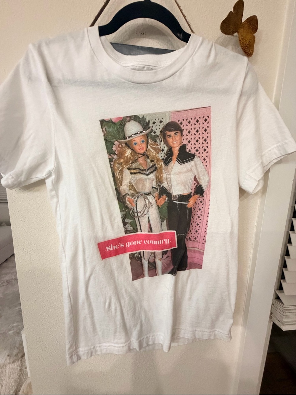 Supreme White Short Sleeve Tee with Pink & Green Graphic